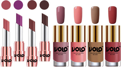 

Volo Ultra HD Shine Nail Polish and Creamy With Matte Lipsticks Combo(Set of 8)