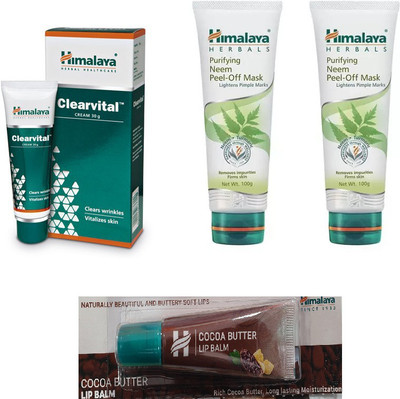 Himalaya Clearvital Cream, Purifying Neem Peel Off Mask, Cocoa Butter Lip Balm(Set of 4) Flipkart