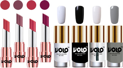

Volo Ultra HD Shine Nail Polish and Creamy With Matte Lipsticks Combo(Set of 8)