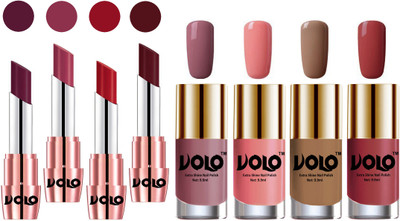 

Volo Ultra HD Shine Nail Polish and Creamy With Matte Lipsticks Combo(Set of 8)