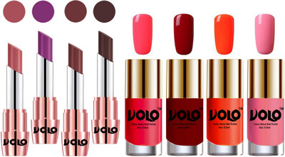 

Volo Ultra HD Shine Nail Polish and Creamy With Matte Lipsticks Combo(Set of 8)