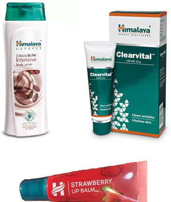 

Himalaya Cocoa Butter Body Lotion, Clearvital Cream, Strawberry Lip Balm(Set of 3)
