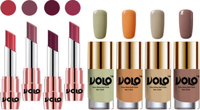 

Volo Ultra HD Shine Nail Polish and Creamy With Matte Lipsticks Combo(Set of 8)