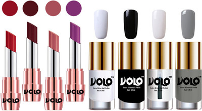 

Volo Ultra HD Shine Nail Polish and Creamy With Matte Lipsticks Combo(Set of 8)