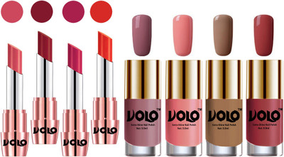

Volo Ultra HD Shine Nail Polish and Creamy With Matte Lipsticks Combo(Set of 8)