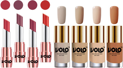 

Volo Ultra HD Shine Nail Polish and Creamy With Matte Lipsticks Combo(Set of 8)