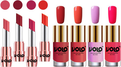 

Volo Ultra HD Shine Nail Polish and Creamy With Matte Lipsticks Combo(Set of 8)