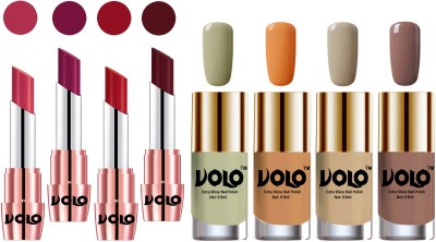 Volo Ultra HD Shine Nail Polish and Creamy With Matte Lipsticks Combo(8 Items in the set)