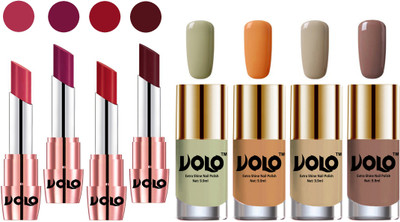 

Volo Ultra HD Shine Nail Polish and Creamy With Matte Lipsticks Combo(Set of 8)
