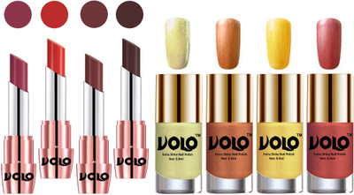 

Volo Ultra HD Shine Nail Polish and Creamy With Matte Lipsticks Combo(Set of 8)