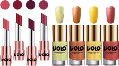 

Volo Ultra HD Shine Nail Polish and Creamy With Matte Lipsticks Combo(Set of 8)