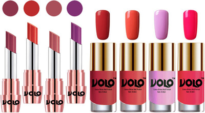 Volo Ultra HD Shine Nail Polish and Creamy With Matte Lipsticks Combo(8 Items in the set)