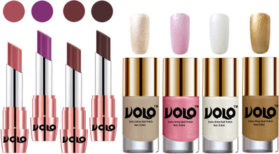 Volo Ultra HD Shine Nail Polish and Creamy With Matte Lipsticks Combo(8 Items in the set)