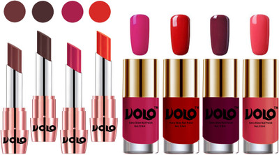 

Volo Ultra HD Shine Nail Polish and Creamy With Matte Lipsticks Combo(Set of 8)