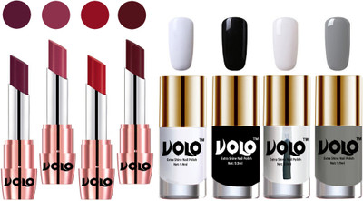 

Volo Ultra HD Shine Nail Polish and Creamy With Matte Lipsticks Combo(Set of 8)