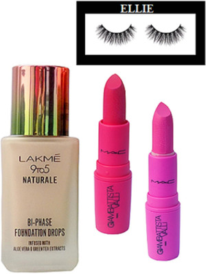 

Ellie Eyelashes, Gambattista Valli Lipstick (Pack of 2), Natueale BI-PHASE Foundation(Set of 4)