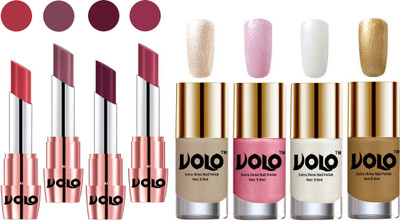 

Volo Ultra HD Shine Nail Polish and Creamy With Matte Lipsticks Combo(Set of 8)