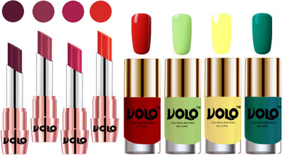 

Volo Ultra HD Shine Nail Polish and Creamy With Matte Lipsticks Combo(Set of 8)