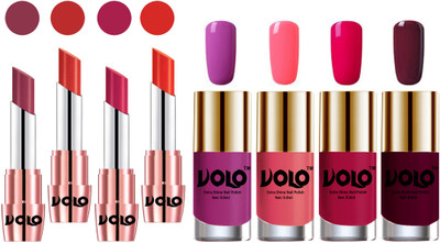 Volo Ultra HD Shine Nail Polish and Creamy With Matte Lipsticks Combo(Set of 8)