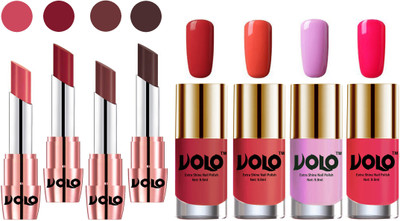 

Volo Ultra HD Shine Nail Polish and Creamy With Matte Lipsticks Combo(Set of 8)