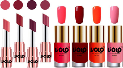 

Volo Ultra HD Shine Nail Polish and Creamy With Matte Lipsticks Combo(Set of 8)