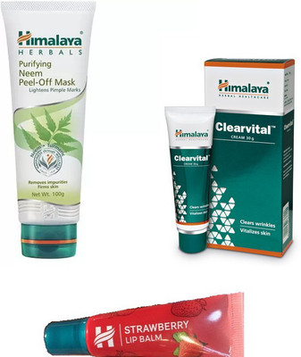 Himalaya Purifying Neem Peel Off Mask, Clearvital Cream, Strawberry Lip Balm(Set of 3) Flipkart