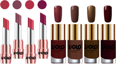 Volo Ultra HD Shine Nail Polish and Creamy With Matte Lipsticks Combo(8 Items in the set)