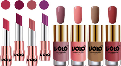 

Volo Ultra HD Shine Nail Polish and Creamy With Matte Lipsticks Combo(Set of 8)