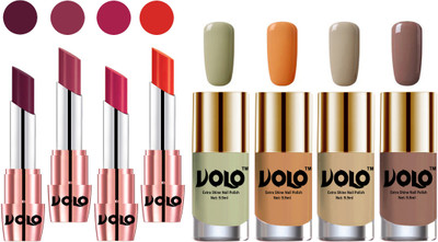 

Volo Ultra HD Shine Nail Polish and Creamy With Matte Lipsticks Combo(Set of 8)