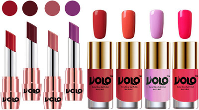 

Volo Ultra HD Shine Nail Polish and Creamy With Matte Lipsticks Combo(Set of 8)
