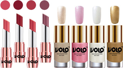 

Volo Ultra HD Shine Nail Polish and Creamy With Matte Lipsticks Combo(Set of 8)