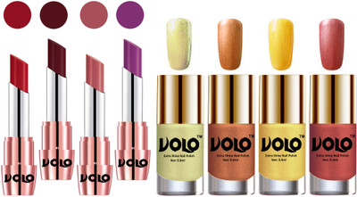 

Volo Ultra HD Shine Nail Polish and Creamy With Matte Lipsticks Combo(Set of 8)