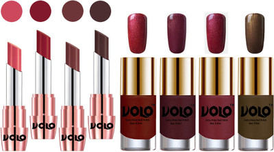 

Volo Ultra HD Shine Nail Polish and Creamy With Matte Lipsticks Combo(Set of 8)
