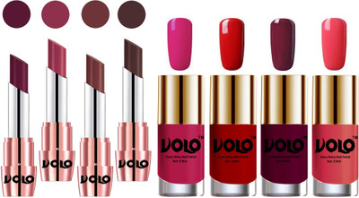 

Volo Ultra HD Shine Nail Polish and Creamy With Matte Lipsticks Combo(Set of 8)