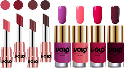

Volo Ultra HD Shine Nail Polish and Creamy With Matte Lipsticks Combo(Set of 8)