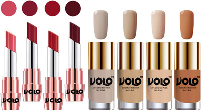 Volo Ultra HD Shine Nail Polish and Creamy With Matte Lipsticks Combo(Set of 8)