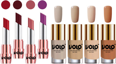 

Volo Ultra HD Shine Nail Polish and Creamy With Matte Lipsticks Combo(Set of 8)