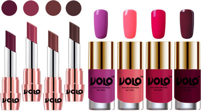 

Volo Ultra HD Shine Nail Polish and Creamy With Matte Lipsticks Combo(Set of 8)