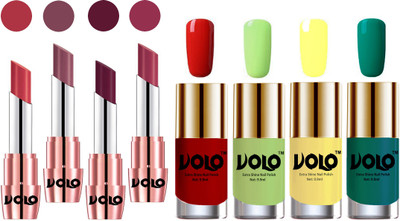 

Volo Ultra HD Shine Nail Polish and Creamy With Matte Lipsticks Combo(Set of 8)