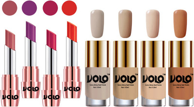 

Volo Ultra HD Shine Nail Polish and Creamy With Matte Lipsticks Combo(Set of 8)