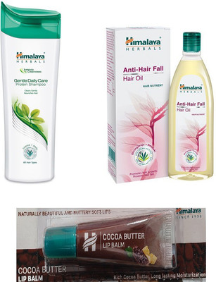 

Himalaya Gentle Daily Care Protein Shampoo, Anti Hair Fall Oil, Cocoa Butter Lip Balm(Set of 3)