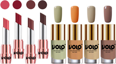 

Volo Ultra HD Shine Nail Polish and Creamy With Matte Lipsticks Combo(Set of 8)