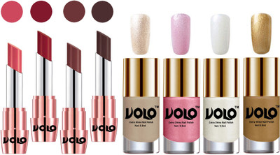 

Volo Ultra HD Shine Nail Polish and Creamy With Matte Lipsticks Combo(Set of 8)