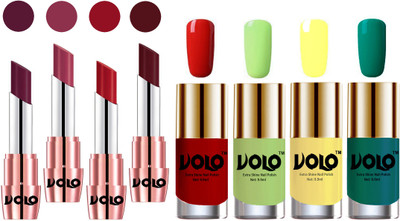 

Volo Ultra HD Shine Nail Polish and Creamy With Matte Lipsticks Combo(Set of 8)