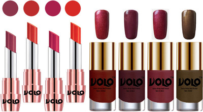 

Volo Ultra HD Shine Nail Polish and Creamy With Matte Lipsticks Combo(Set of 8)
