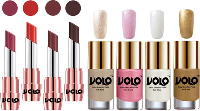 Volo Ultra HD Shine Nail Polish and Creamy With Matte Lipsticks Combo(8 Items in the set)