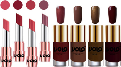 

Volo Ultra HD Shine Nail Polish and Creamy With Matte Lipsticks Combo(Set of 8)
