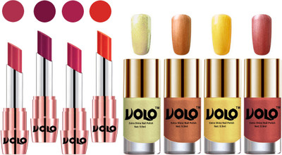 

Volo Ultra HD Shine Nail Polish and Creamy With Matte Lipsticks Combo(Set of 8)