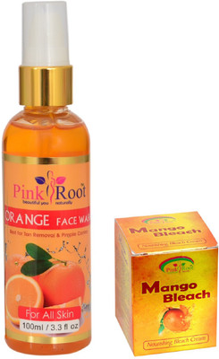 

Pink Root ORANGE FACE WASH 100ML WITH MANGO BLEACH 50GM(Set of 2)