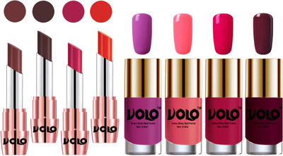 

Volo Ultra HD Shine Nail Polish and Creamy With Matte Lipsticks Combo(Set of 8)